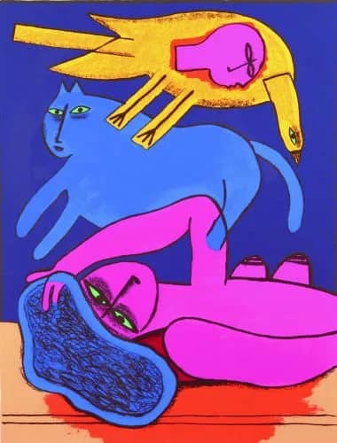 Vrouw, gele vogel /250 — Guillaume Corneille