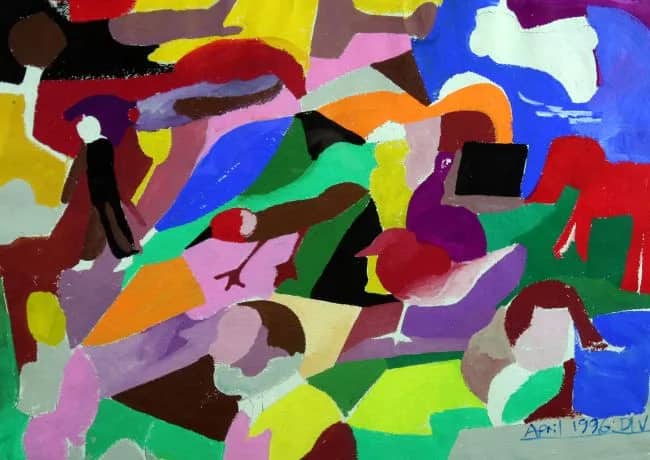 Landschap m. dier en pers. — Derek   Wilson