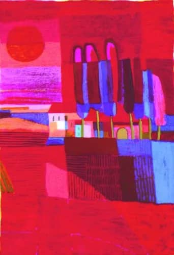 Landschap en lucht rood /350 — Ton Schulten