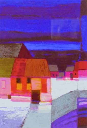 Landschap, blauwe lucht /350 — Ton Schulten