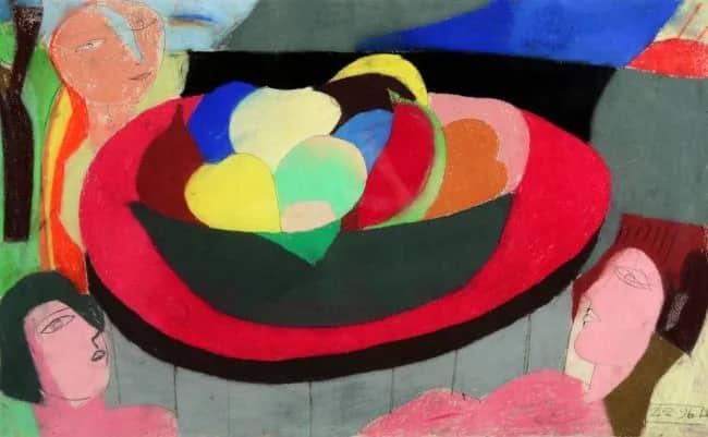 Fruit schaal met 3 pers. — Derek   Wilson