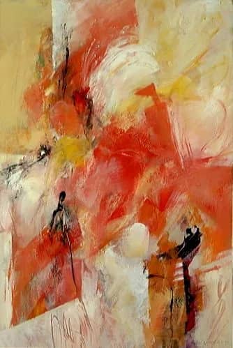 Figuren, rode achtergrond — Yon Nicolas
