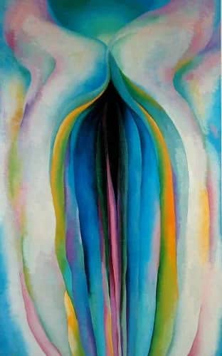 Grey line with black, blue and yellow —  Georgia O"keefe