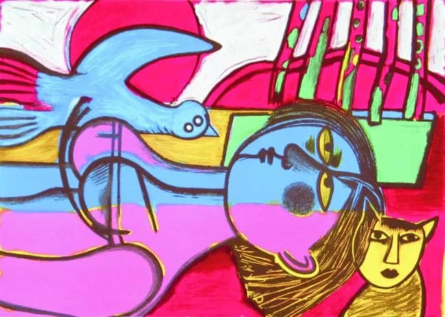L"oiseau blue et chat jaune — Guillaume Corneille