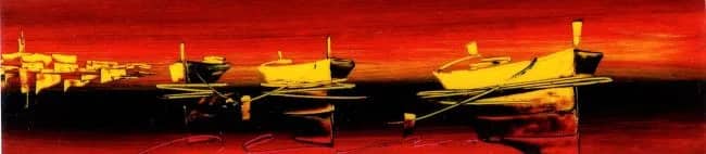 Tre barche nel rosso II —  Irene Celic