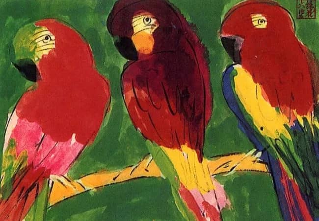 Three parrots —  Walasse Ting