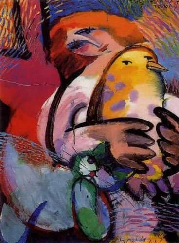 Woman & yellow bird —  Leu, Michael