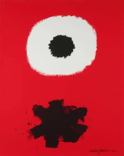WHITE DISC RED GROUND —  Adolph Gottlieb