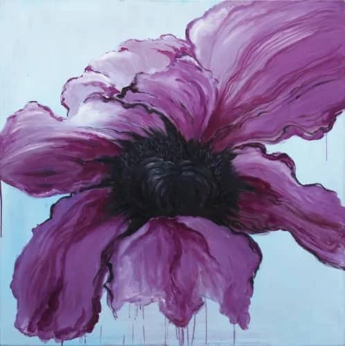 Roze klaproos (acryl) — Anneke Janszen