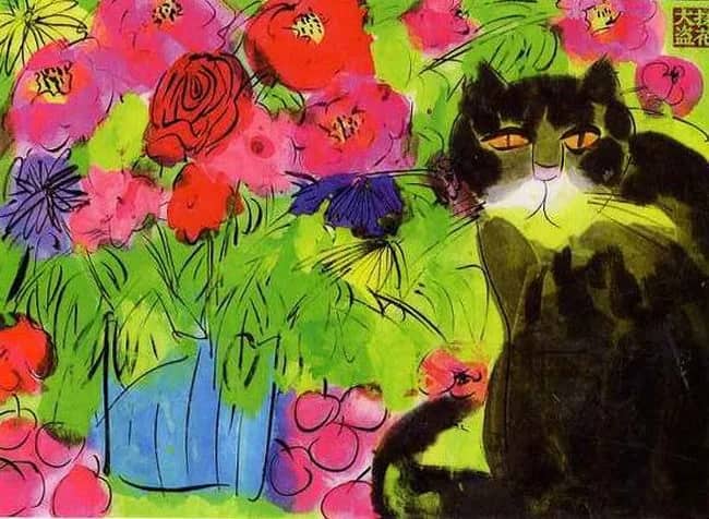 Cat with flowers —  Walasse Ting