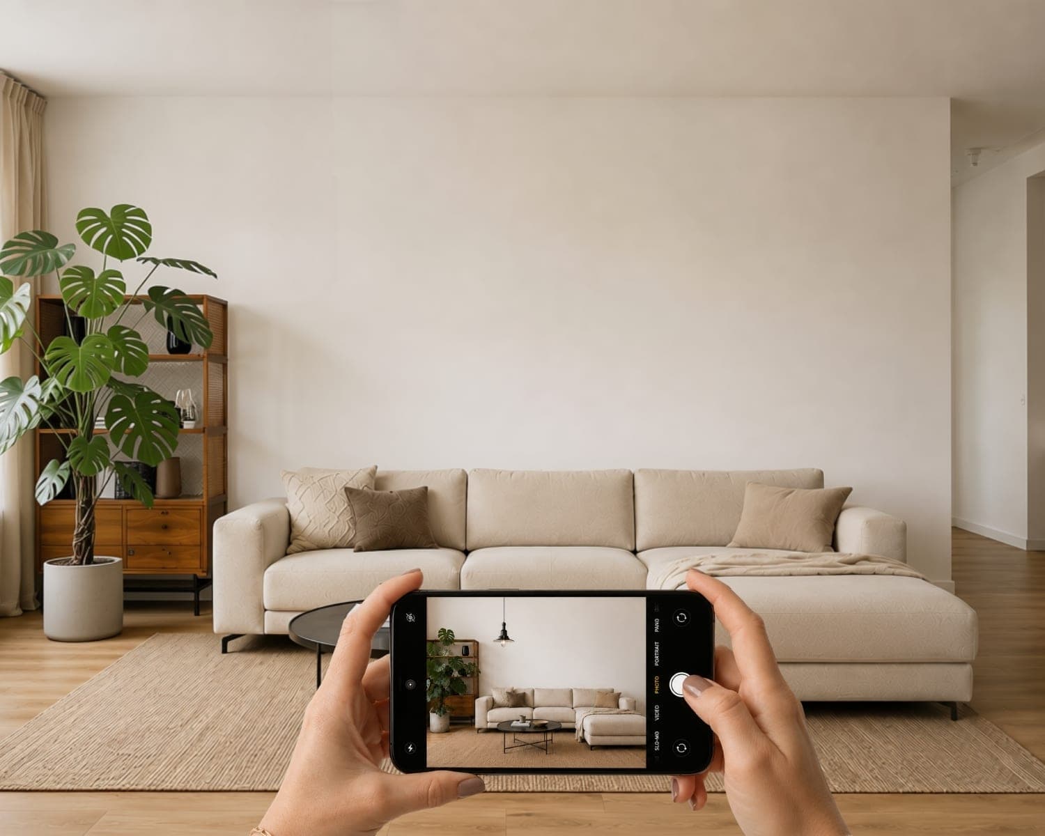 Foto maken van de muur met een telefoon
