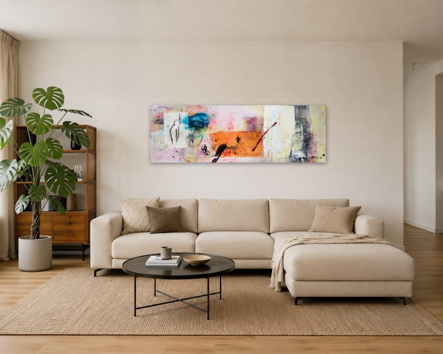 Zacht abstract kunstwerk aan de muur