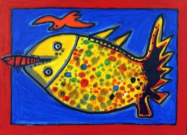 Gele vis/blauw water /150 — Guillaume Corneille