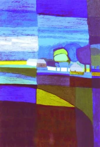 Landschap, boerderij grijs /350 — Ton Schulten