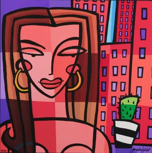 Vrouw met cactus — Jaqueline Schafer
