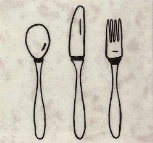 Knife, fork and spoon