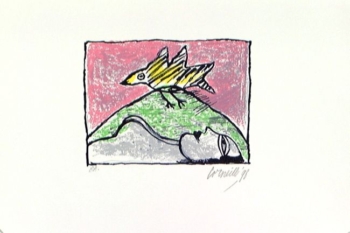 Vrouw, gele vogel/200